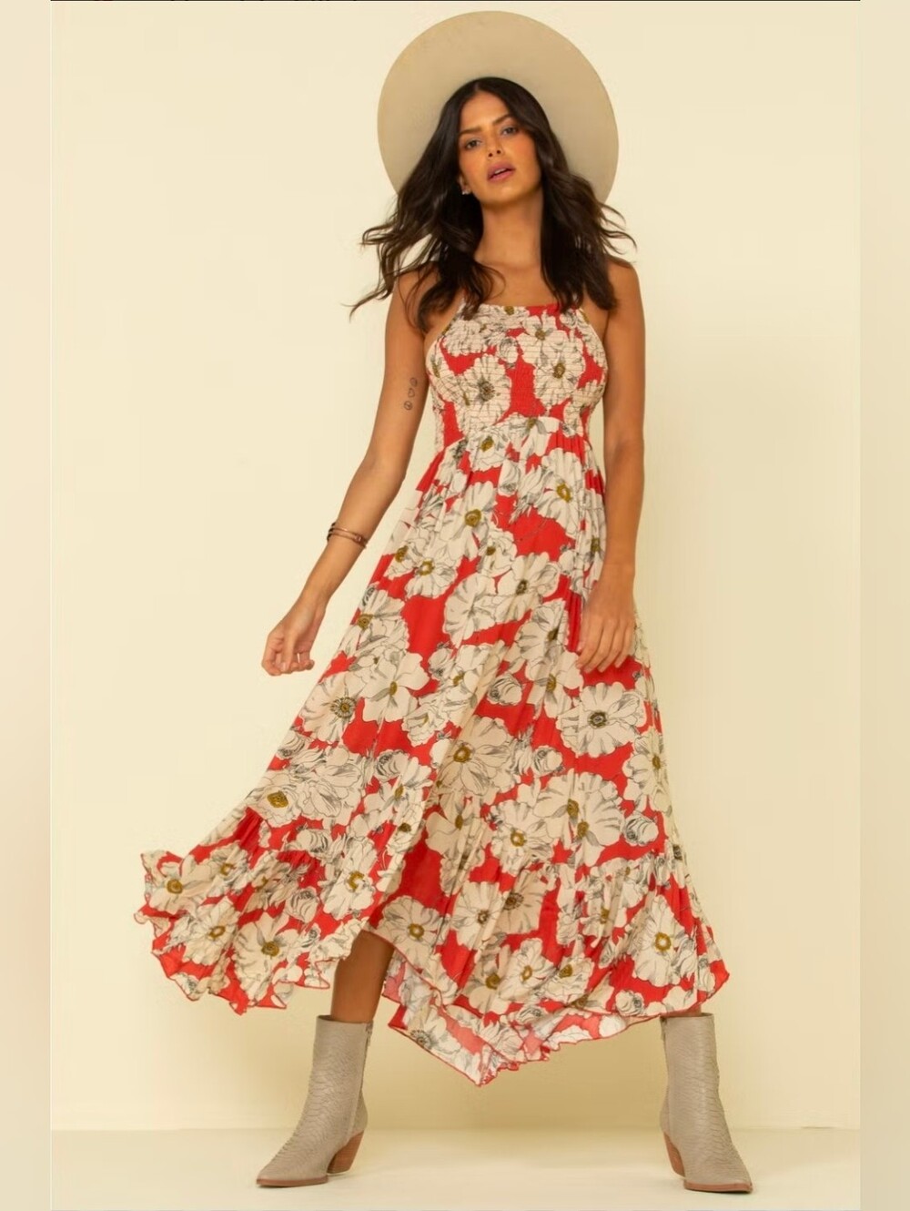 Free People Red Floral Maxi Dress